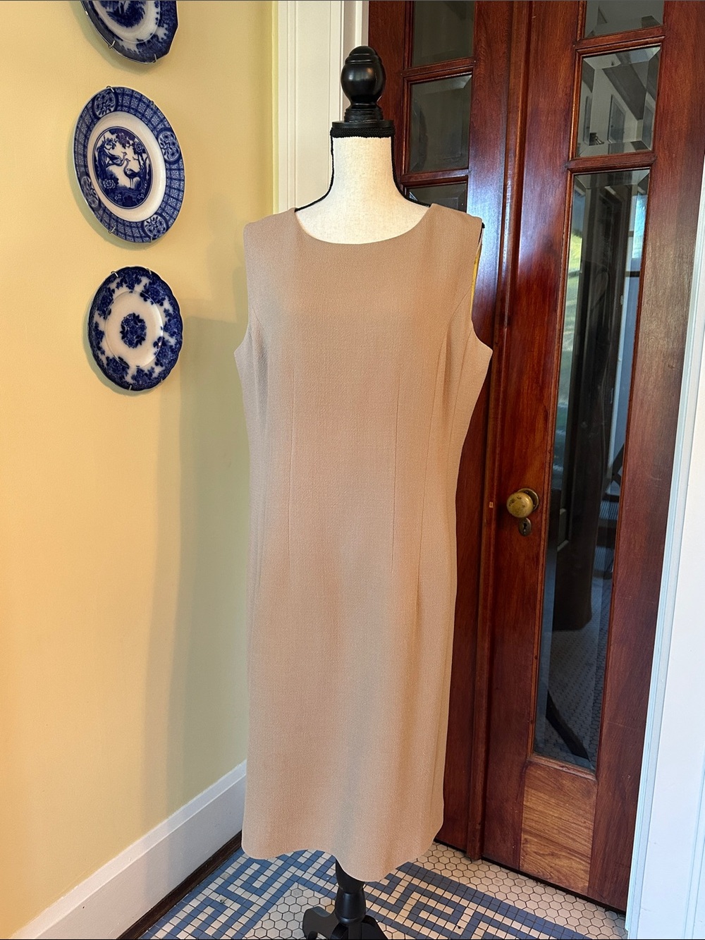 Lafayette 148 | Cammello Textured Crepe Sheath Dress, Neutral, Size 16